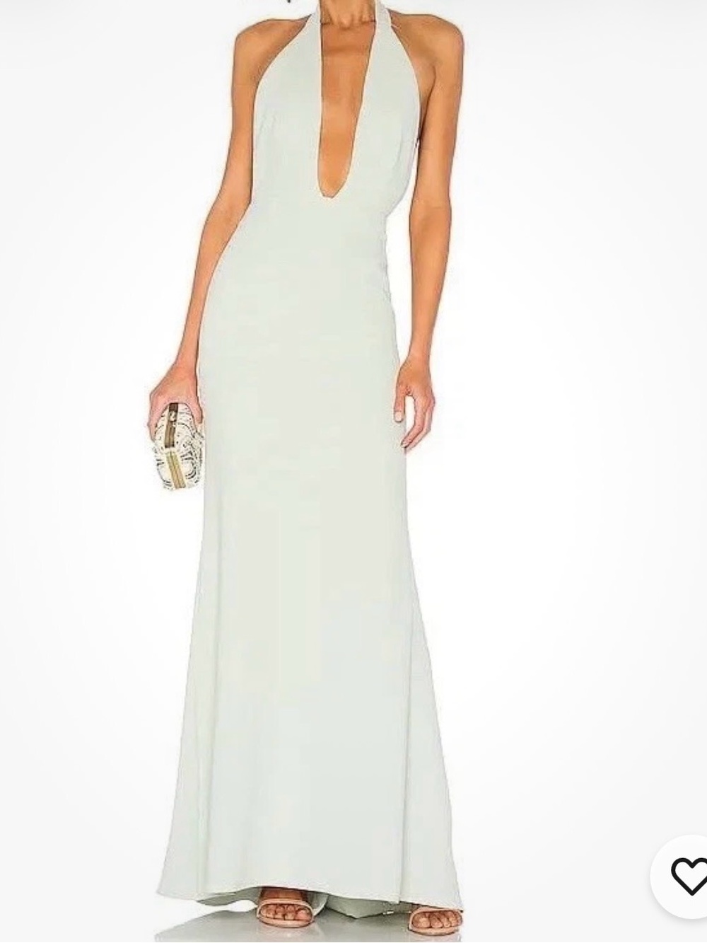 NBD Jenny From The Block Elegant Halter Plunge Maxi Dress in Light Sage NWT XS